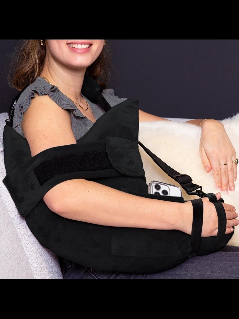 Arm Sling Support Post Surgery Pillow - Black